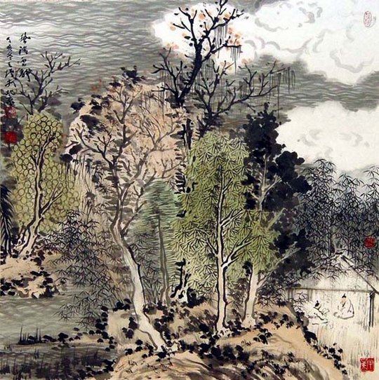 艺术家梁占岩手绘国画水墨画图片