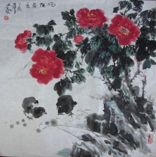 国画大师杨文艺手绘花鸟水墨画图片