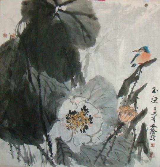 国画大师杨文艺手绘花鸟水墨画图片