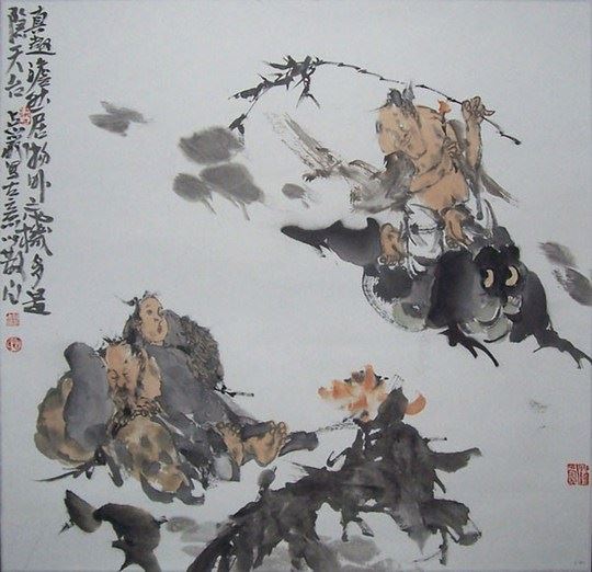 艺术家梁占岩手绘国画水墨画图片