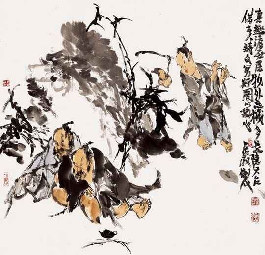 艺术家梁占岩手绘国画水墨画图片