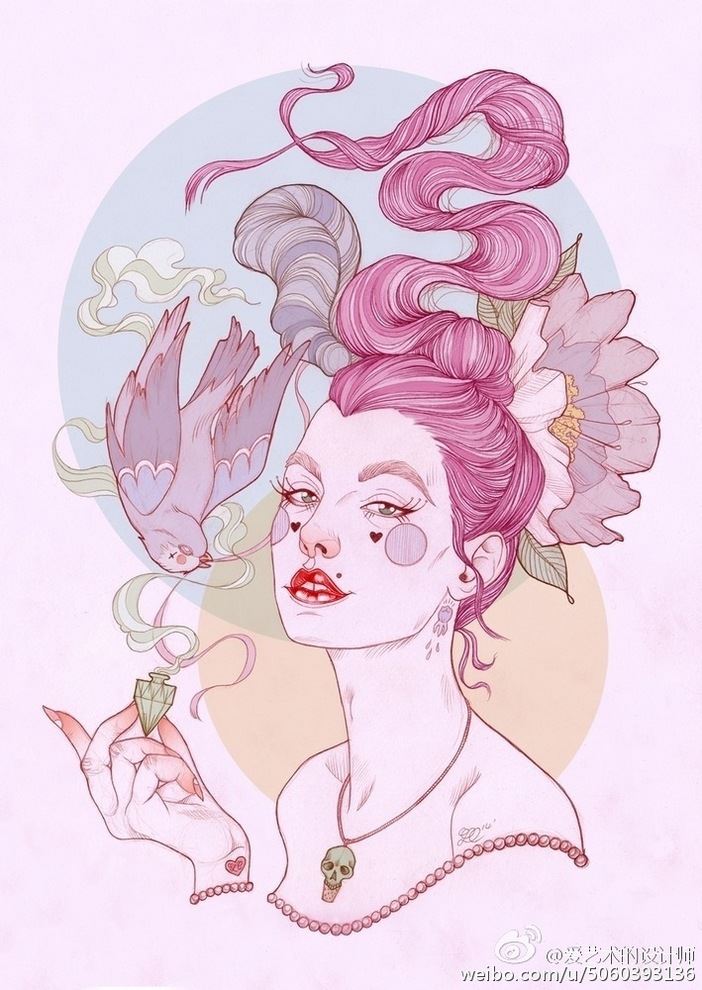 手绘超漂亮的美女水彩画图片赏析