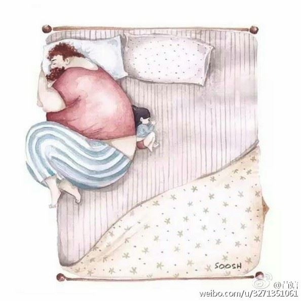 能回忆童年的手绘父女情深图片