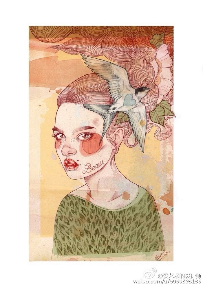 手绘超漂亮的美女水彩画图片赏析