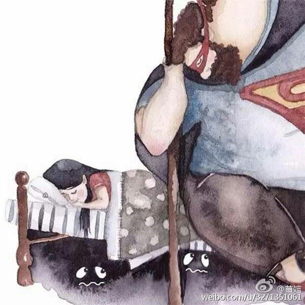 能回忆童年的手绘父女情深图片