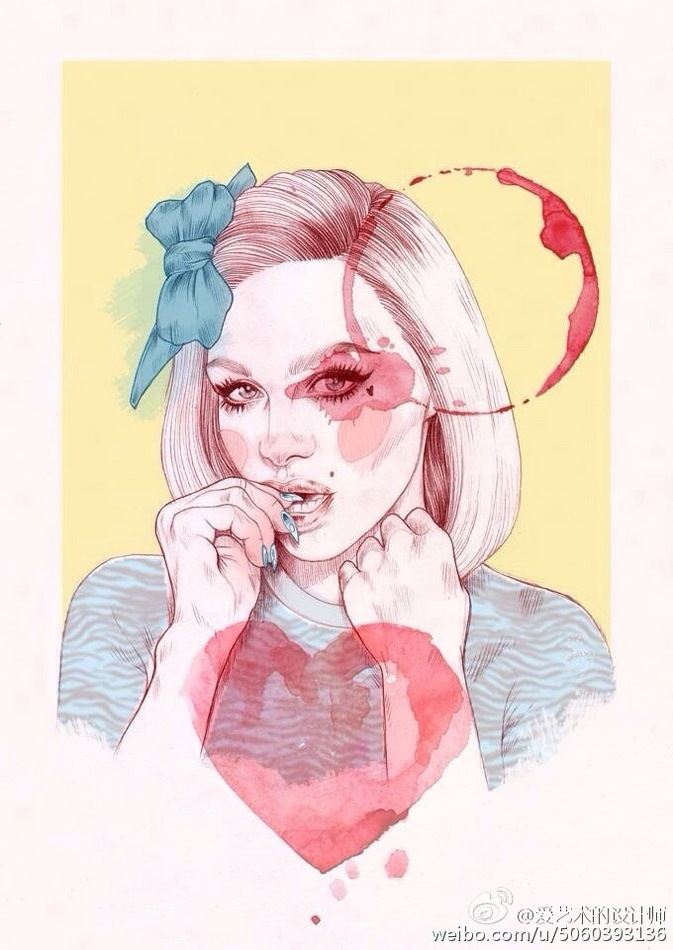 手绘超漂亮的美女水彩画图片赏析