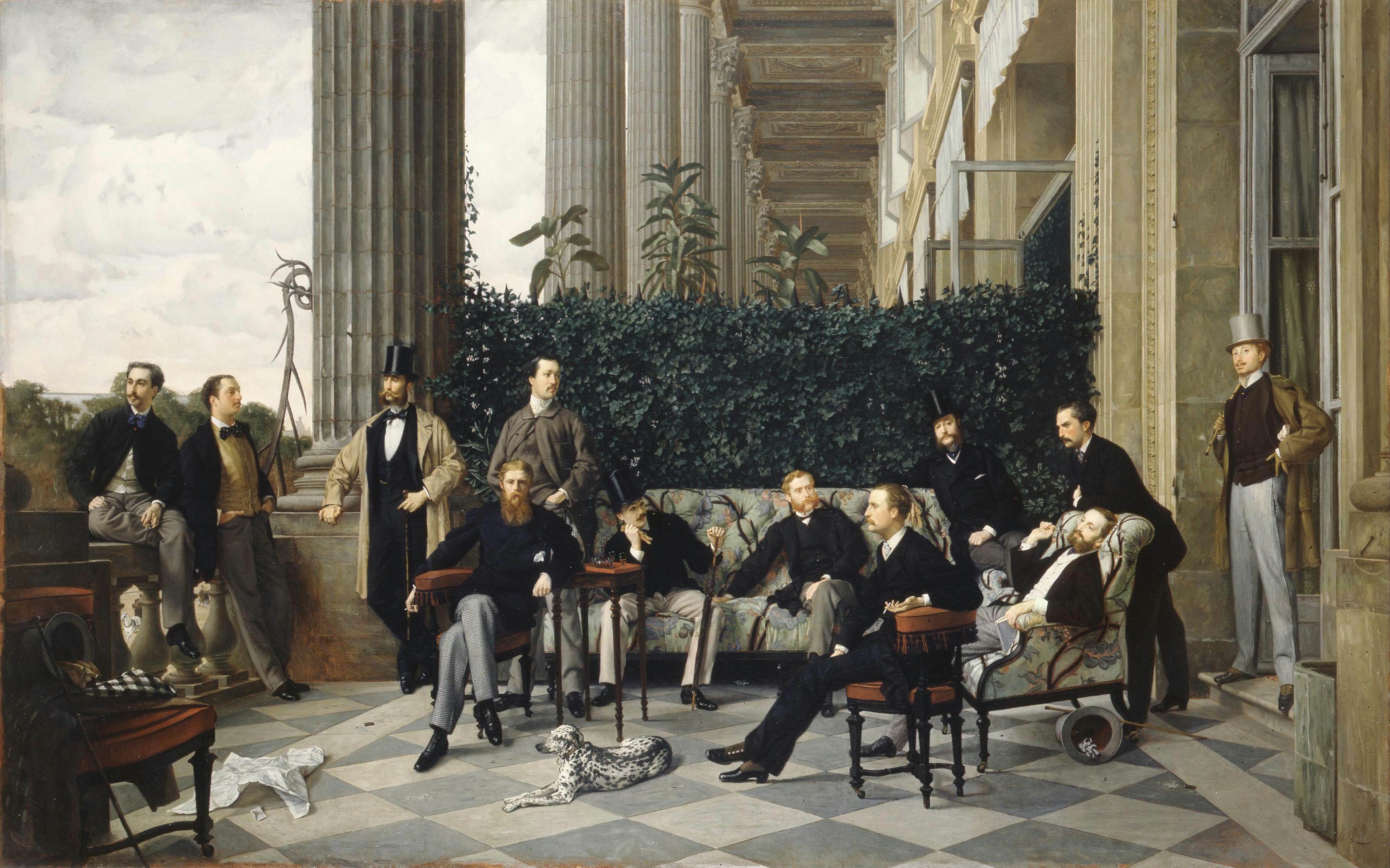 詹姆斯·迪索(James Tissot）油画作品皇家街的上流圈子Le Cercle de la rue Royale欣赏