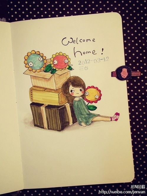 手绘JEN阿蘇日记本插画图片大全