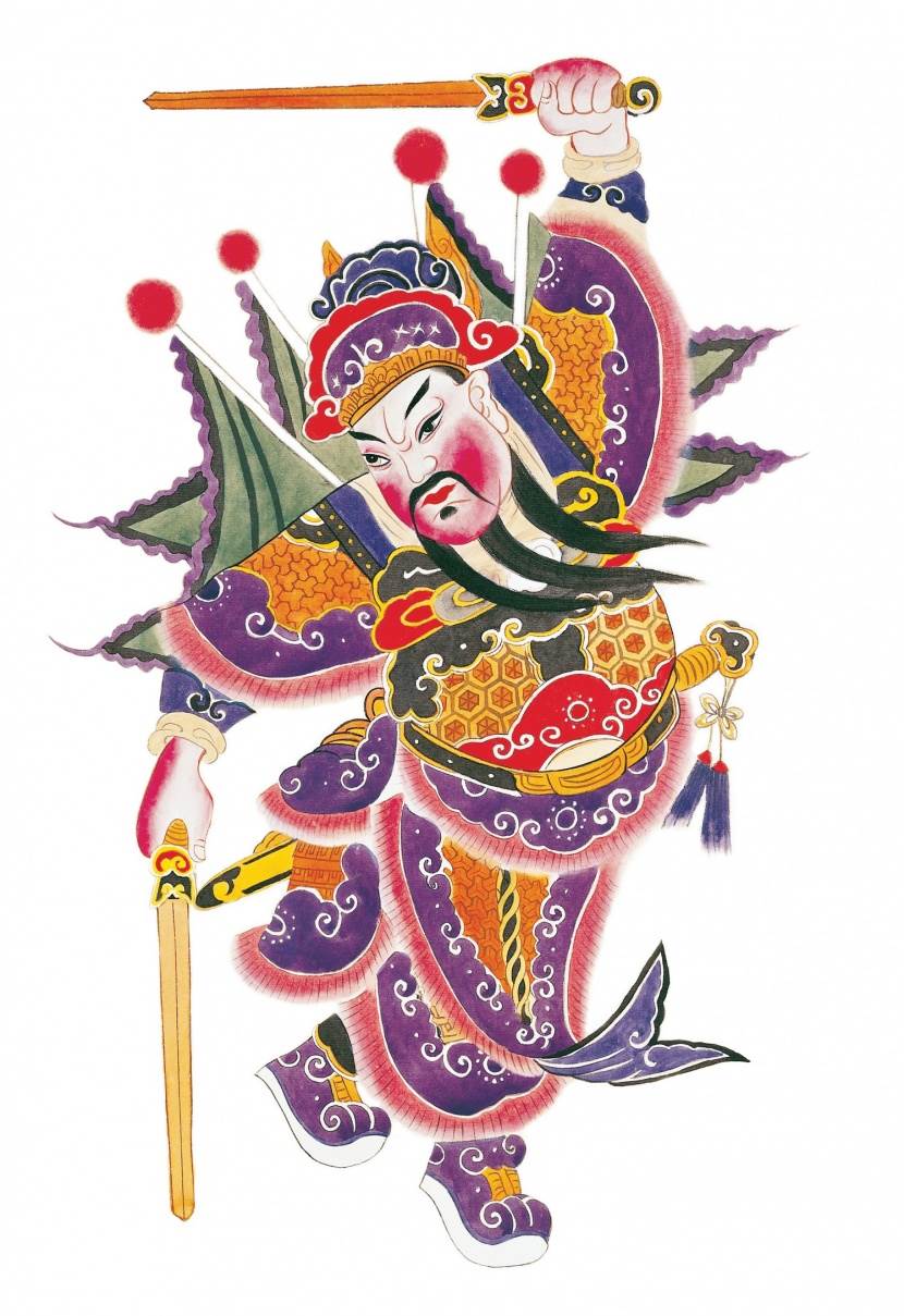 门神水彩画贴图片