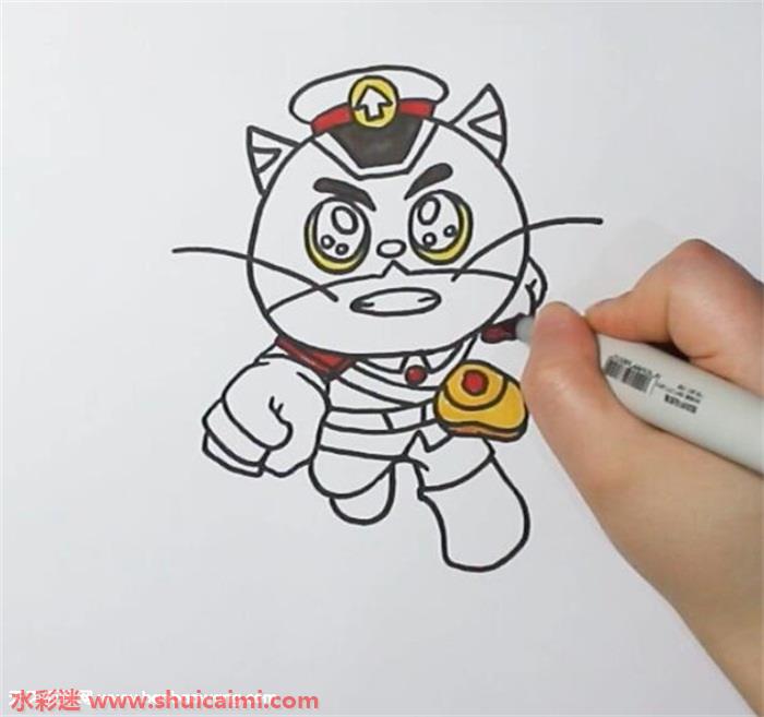 黑猫警长怎么画 黑猫警长简笔画彩色