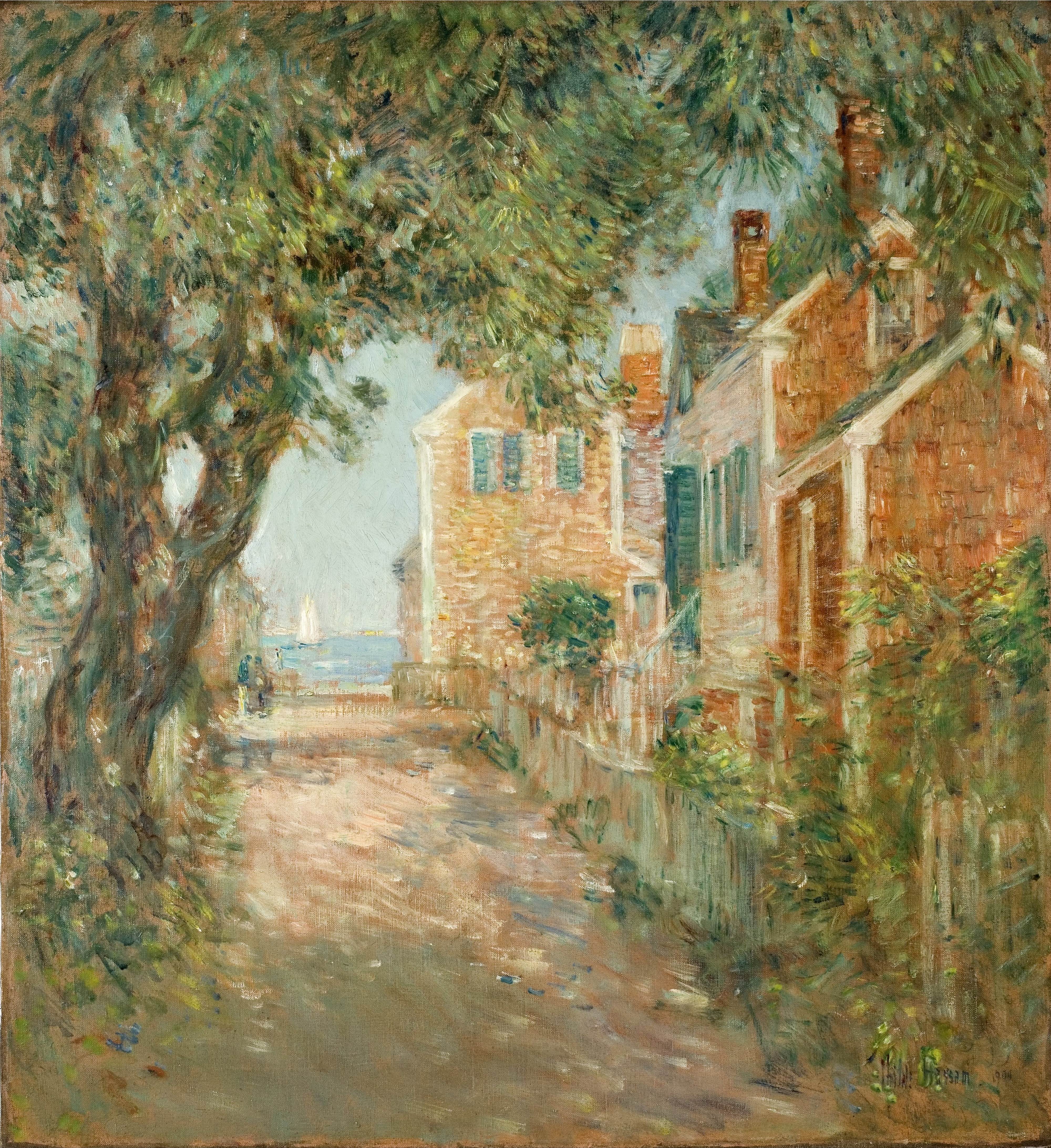 普罗温斯敦的街道Street in Provincetown Childe Hassam油画作品欣赏