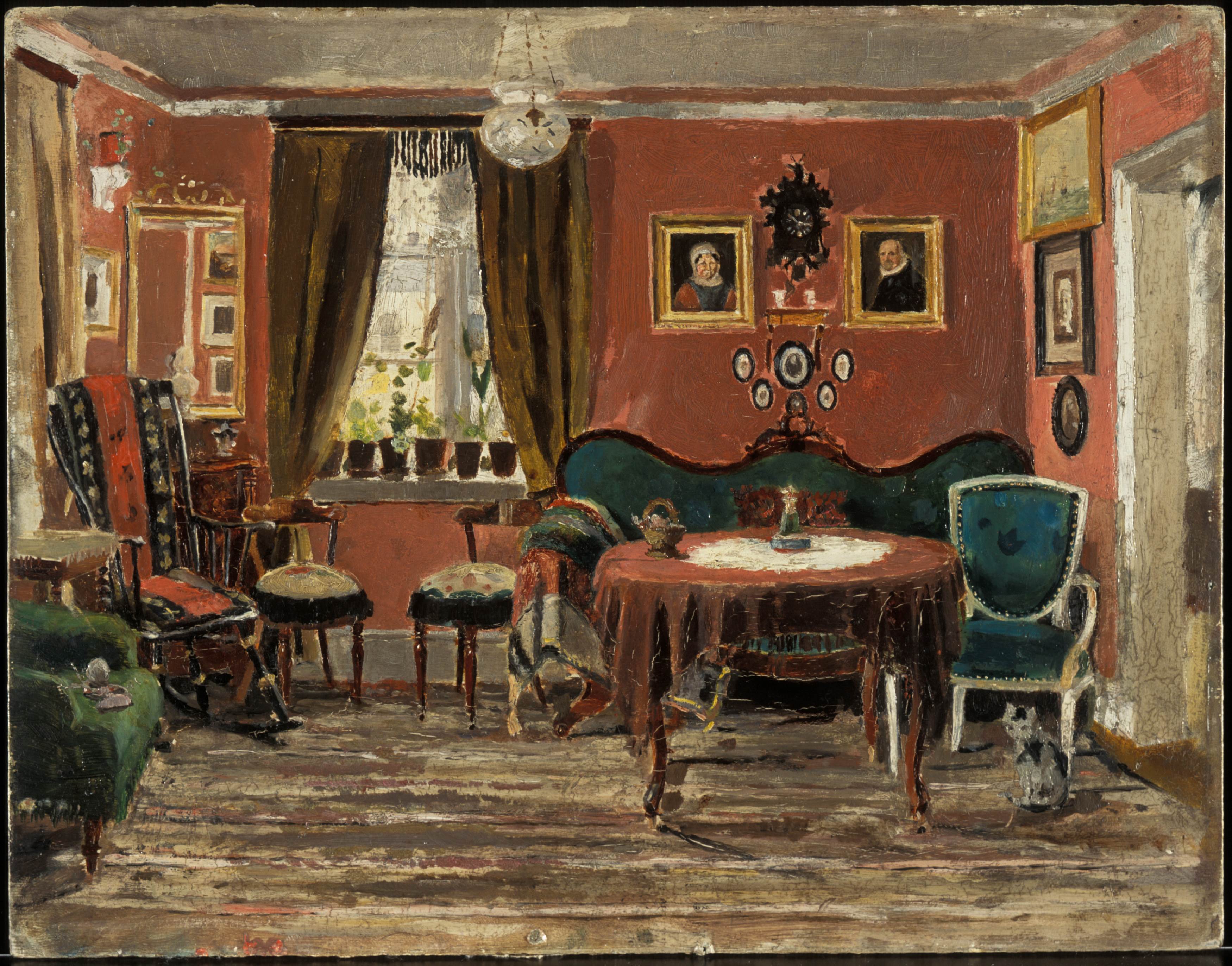 Pilestredet 61号，蒙克小姐的起居室The Living-Room of the Misses Munch in Pilestredet 61 Edvard Munch（蒙克）油画作品欣赏