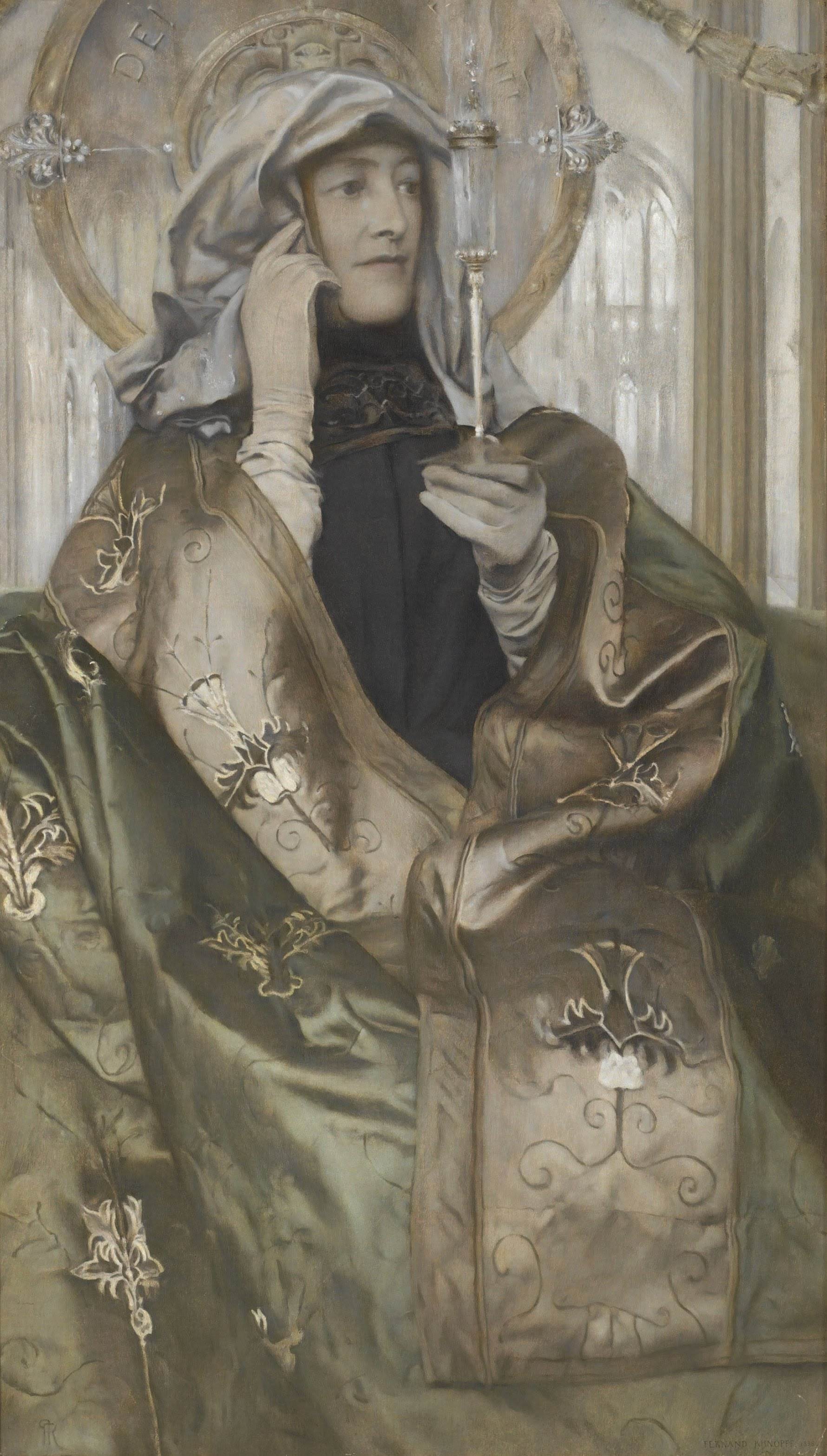 香Incense [法语：L'encens] Fernand Khnopff油画作品欣赏