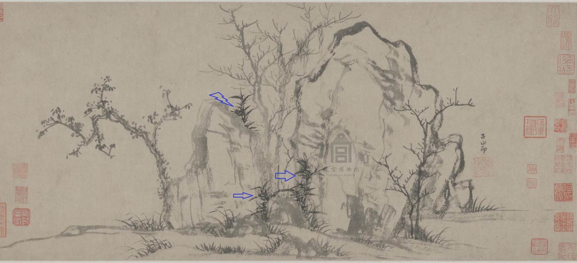 秀石疏林图 赵孟頫国画作品欣赏-图片3