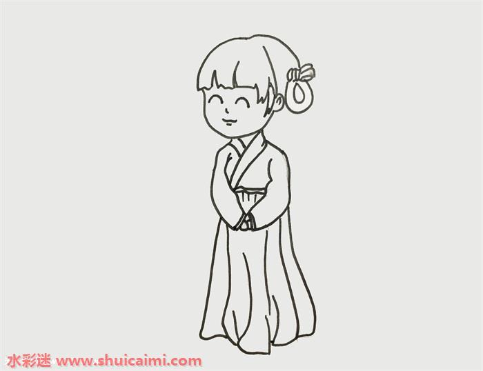古代女子怎么画 古代女子简笔画简单彩色-图片3