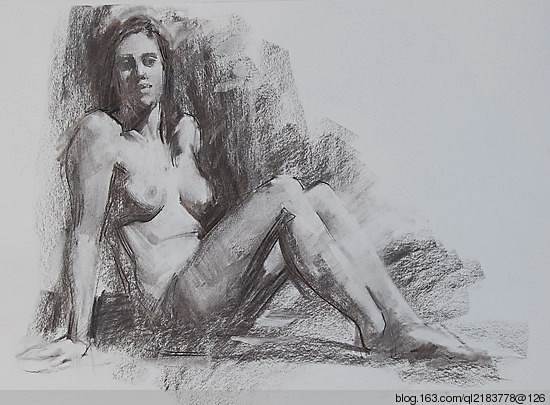 美国艺术家人物碳条素描画图片欣赏