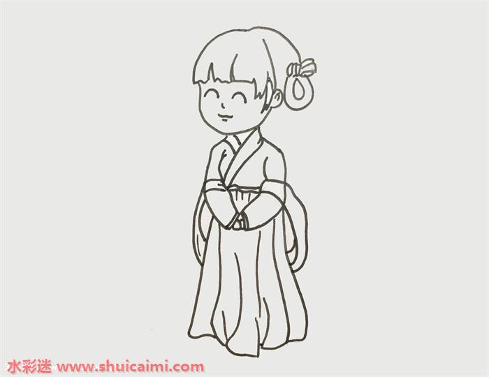 古代女子怎么画 古代女子简笔画简单彩色-图片4