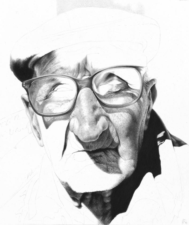 十张来自艺术家Antonio Finelli的老人肖像写实素描画