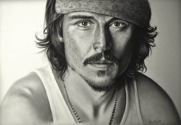 超写实的Ercan Sebat明星肖像素描画作品欣赏