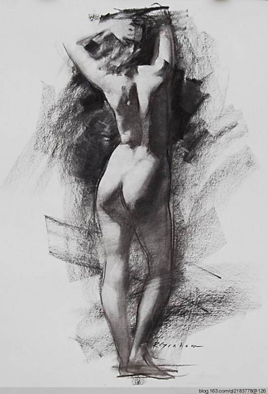 美国艺术家人物碳条素描画图片欣赏