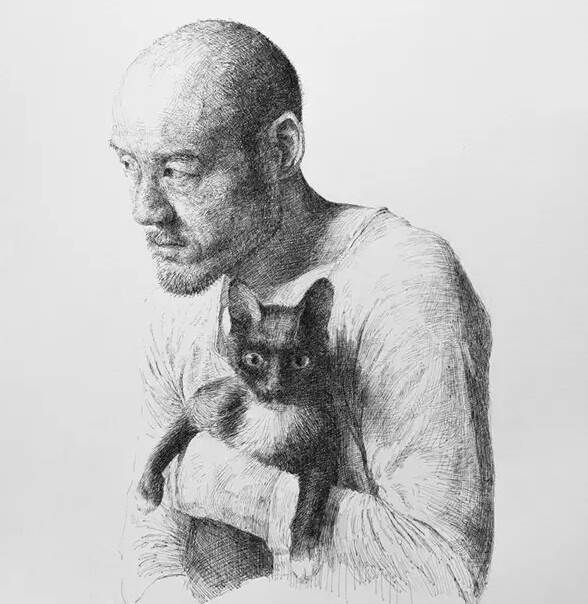 线条糟乱但重点生动的个性人物铅笔素描画-图片1