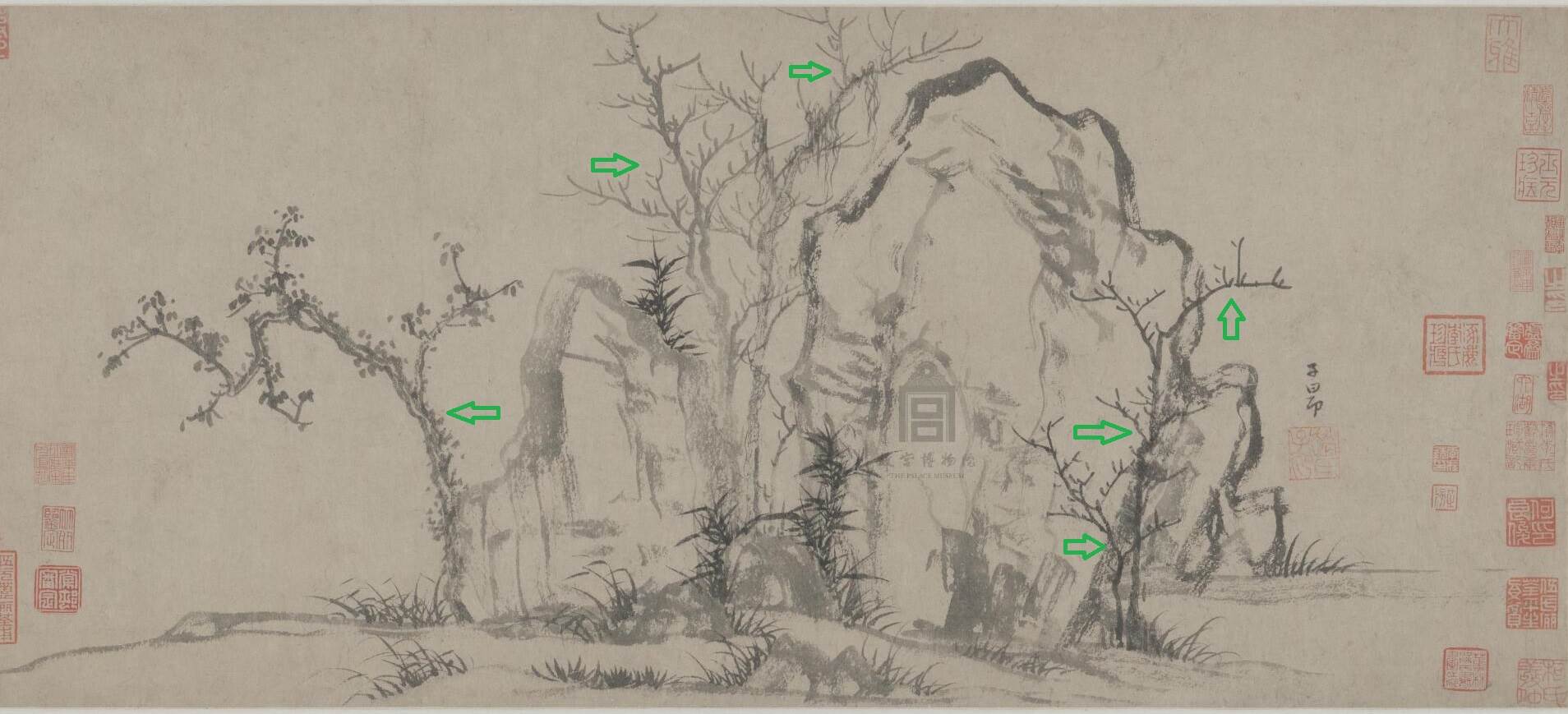 秀石疏林图 赵孟頫国画作品欣赏-图片2