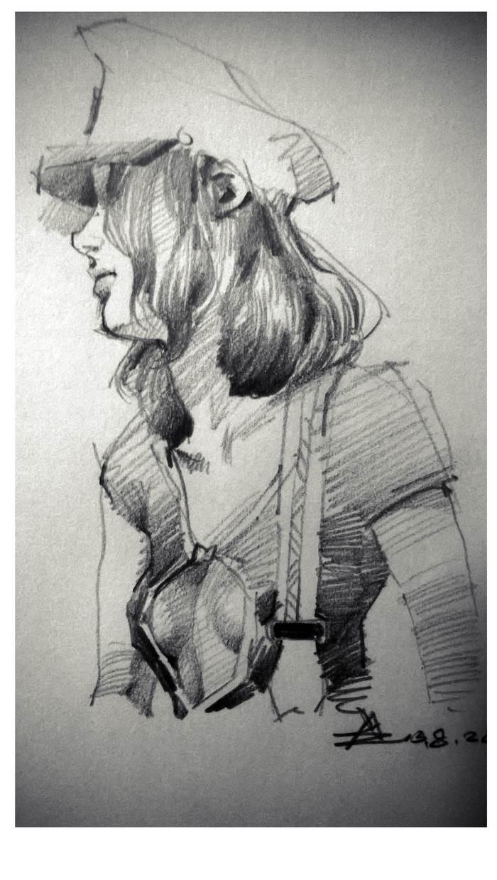 三张女生人物头像素描速写图片-图片1