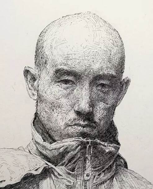 线条糟乱但重点生动的个性人物铅笔素描画-图片2