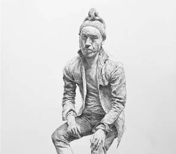 线条糟乱但重点生动的个性人物铅笔素描画-图片4