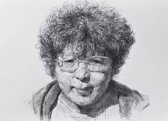 线条糟乱但重点生动的个性人物铅笔素描画-图片3