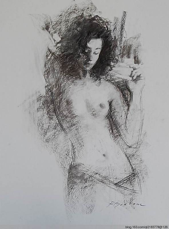 美国艺术家人物碳条素描画图片欣赏