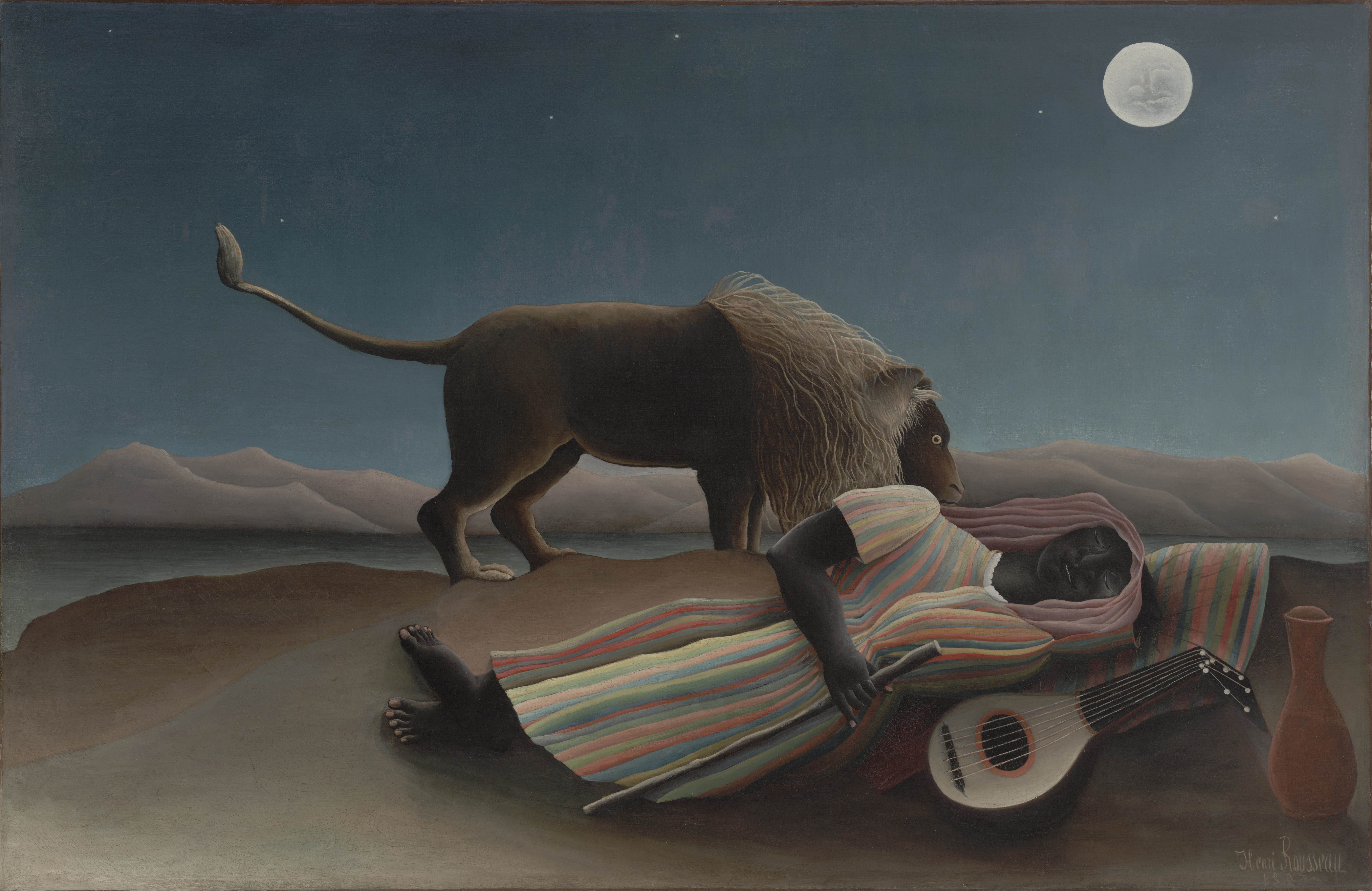 熟睡的吉普赛人La Bohémienne endormie（The Sleeping Gypsy） 亨利·卢梭（Henri Rousseau）油画作品欣赏