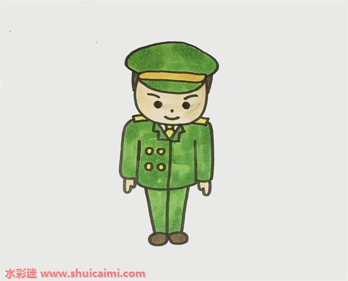 军人怎么画 军人简笔画简单易画彩色-图片4