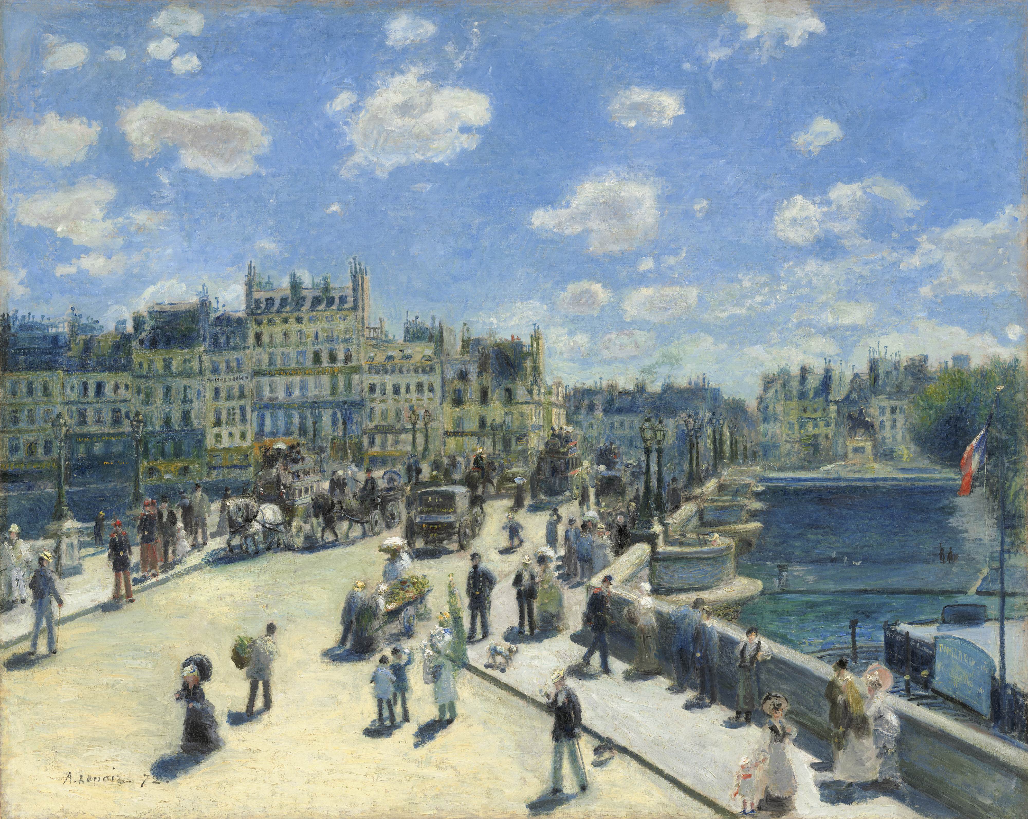 巴黎新桥Pont Neuf, Paris 雷诺阿（Auguste Renoir）油画作品欣赏