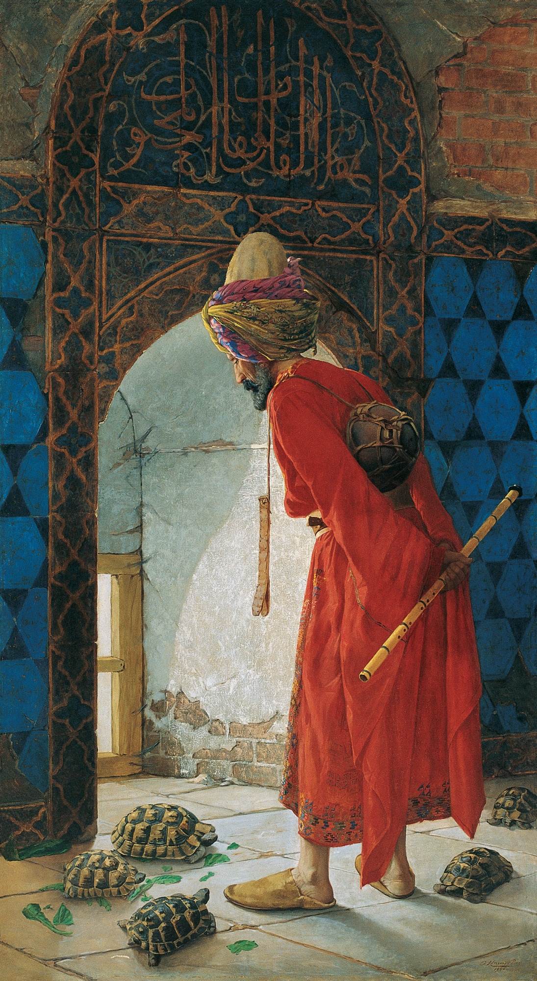 乌龟训练师The Tortoise Trainer Osman Hamdi Bey油画作品欣赏