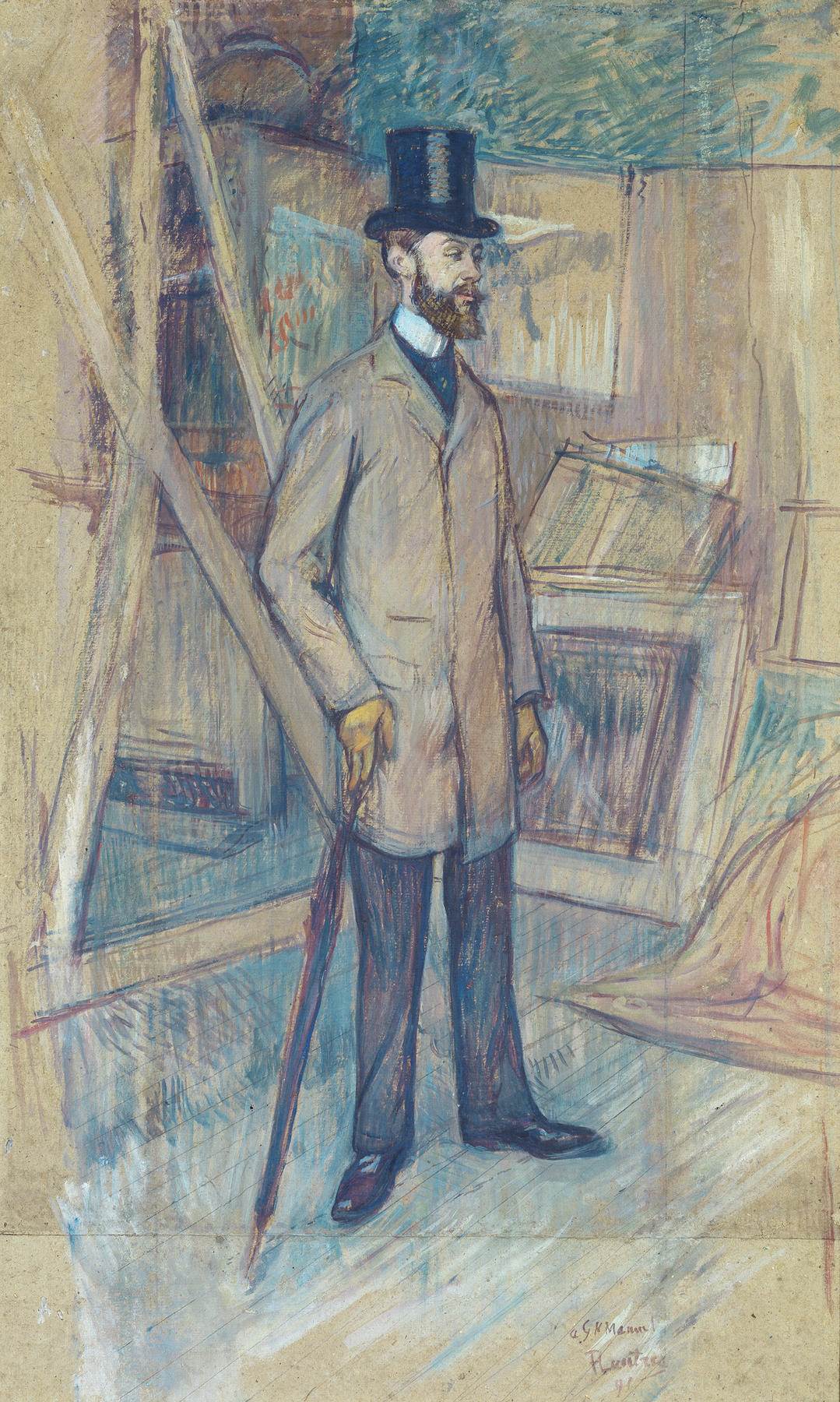 乔治斯亨利曼努埃尔在画室Georges-Henri Manuel in the Studio 亨利·德·图卢兹-罗特列克(Henri de Toulouse-Lautrec)水粉画作品欣赏