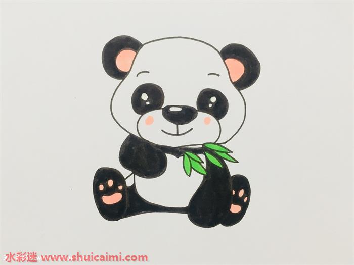 熊猫吃竹子怎么画 熊猫吃竹子简笔画简单好看带颜色-图片6