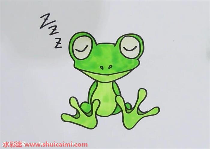 睡觉的青蛙怎么画 睡觉的青蛙简笔画彩色-图片4