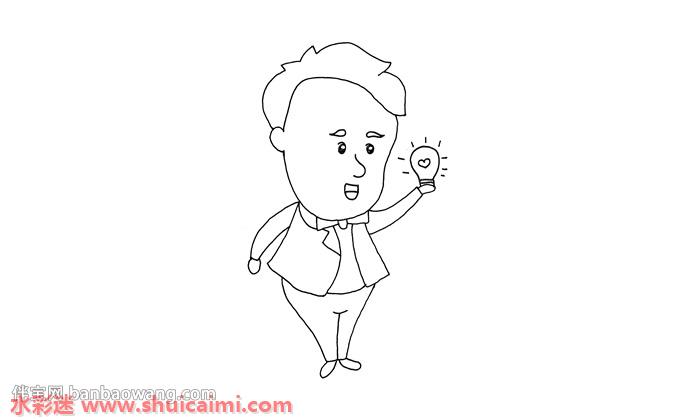 爱迪生与电灯怎么画 爱迪生与电灯简笔画图片大全带颜色-图片3
