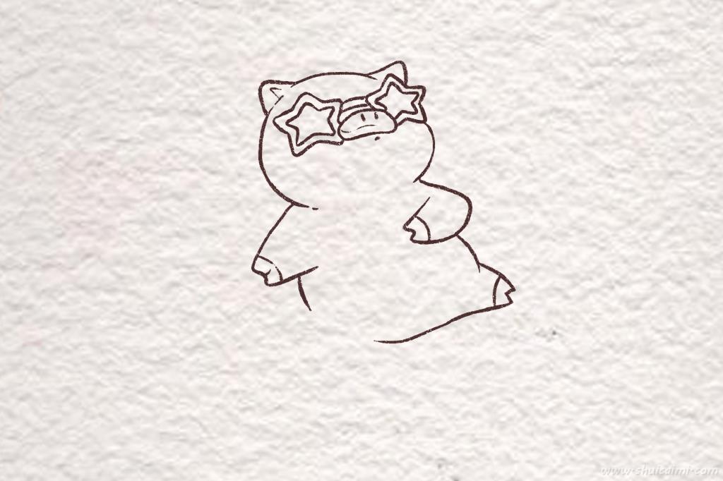 创意烧烤小猪怎么画 创意烧烤小猪简笔画彩色