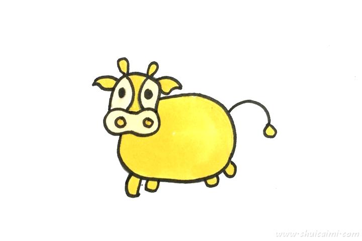 牛怎么画 牛简笔画彩色-图片4