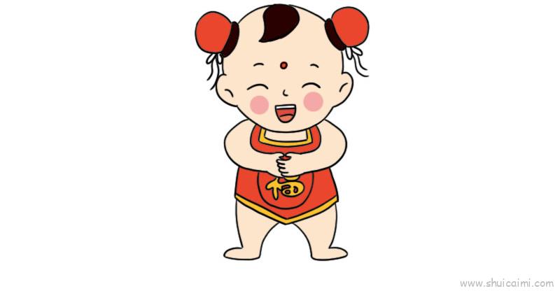 新年福娃儿童画怎么画 新年福娃简笔画简单-图片1