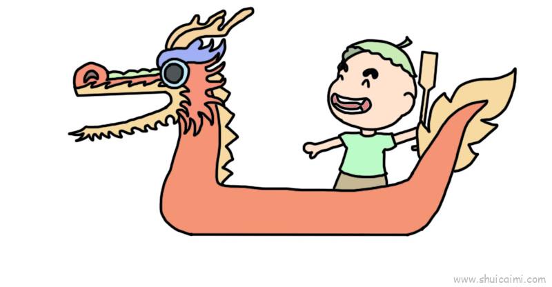 龙舟儿童画怎么画 龙舟简笔画图片-图片1