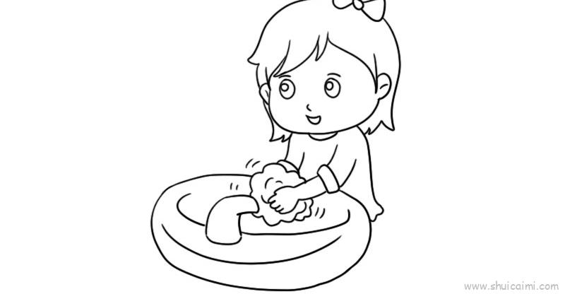幼儿洗手儿童画怎么画 幼儿洗手简笔画图片-图片4