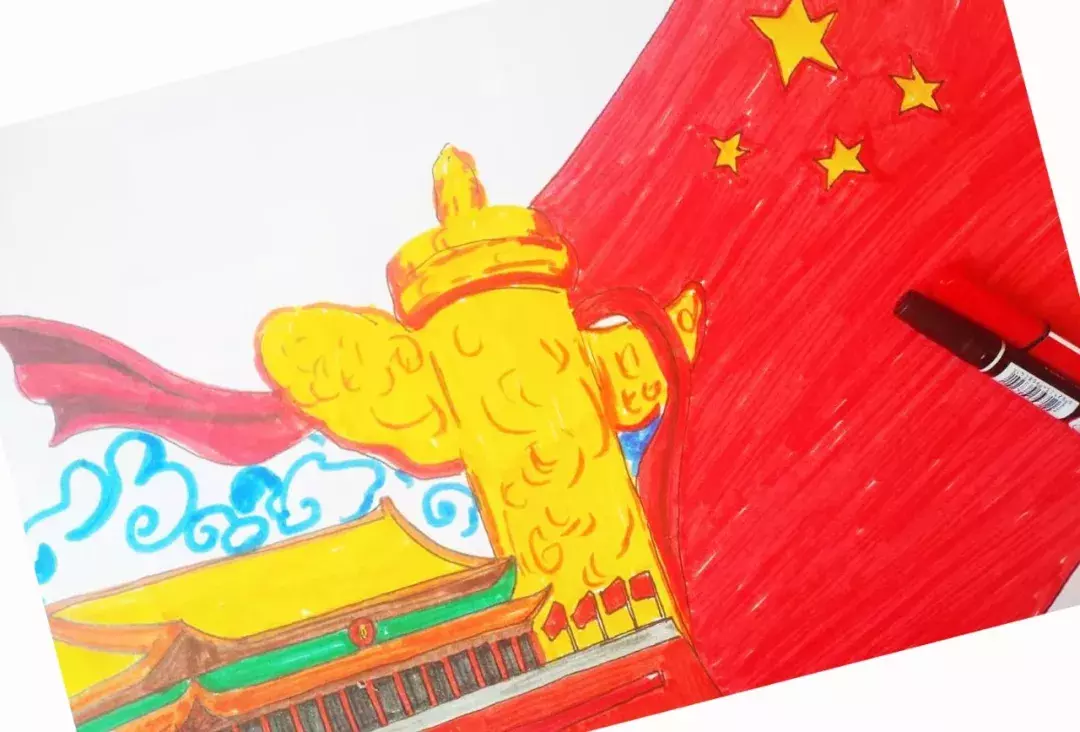 欢度国庆水彩画 庆元旦迎新年水彩画-图片3