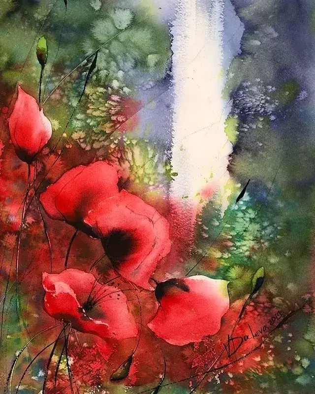 山的水彩画简单