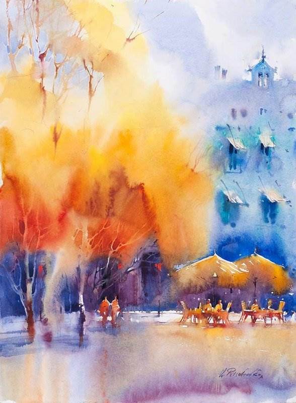 梦幻的水彩画 水彩画-图片2