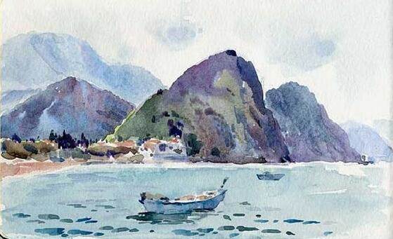 大海的水彩画