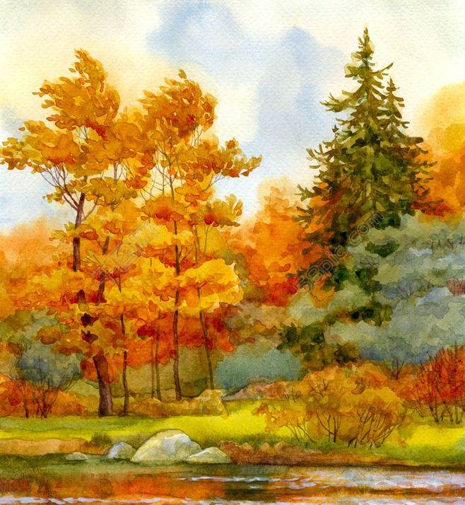 大自然的水彩画 美丽的大自然水彩图画图片-图片4