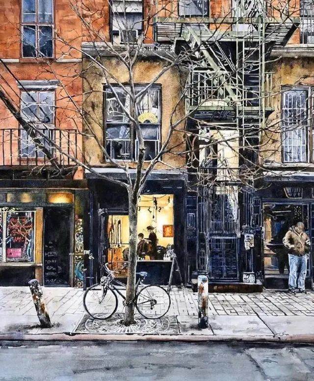城市街景水彩画 城市水彩画图片-图片5